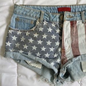 Signature 8 American Flag High-Rise Denim Shorts